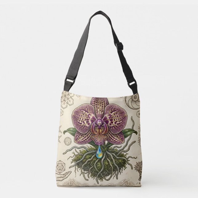 Ajustável Bolsa transversal artística de orquídea floral per (Frente)