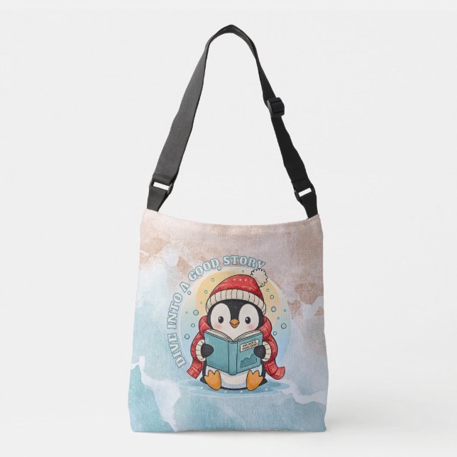 Ajustável Bolsa transversal artística de pinguim para leitur (Frente)