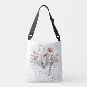 Ajustável Bolsa transversal Blooms Book Botanical Line Art