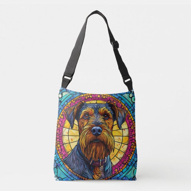 Ajustável Bolsa transversal cachorro desenho animado mosaico (Frente)