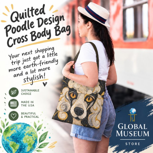 Ajustável Bolsa transversal com design de padrão de poodle a (Poodle Design Cross-Body Bag)