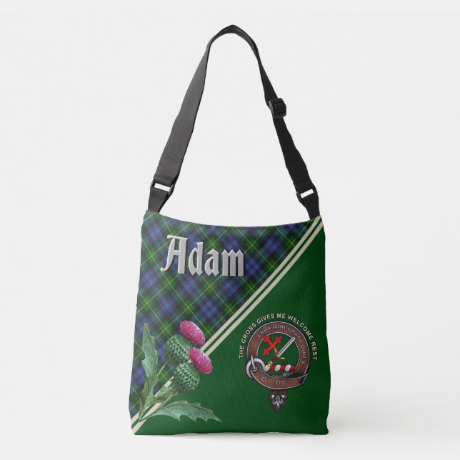 Ajustável Bolsa transversal com emblema e tartã do clã Adam (Frente)