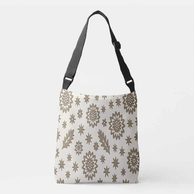 Ajustável Bolsa transversal com estrelas bege e douradas (Frente)