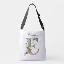 Bolsa transversal com letra floral dourada elegant