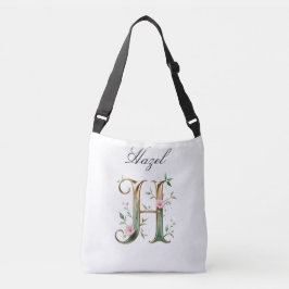 Ajustável Bolsa transversal com letra H floral em dourado el