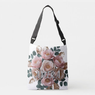 Ajustável Bolsa transversal com monograma floral em rosa dou