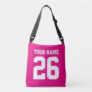 Ajustável Bolsa transversal com número de camisola rosa pers