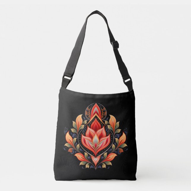 Ajustável Bolsa transversal com padrão de tulipas flamejante (Frente)