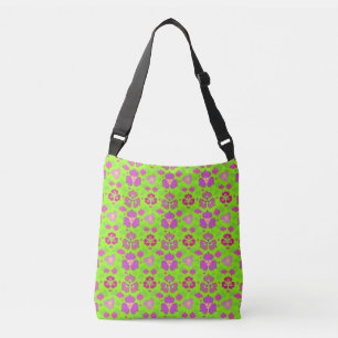 Ajustável Bolsa transversal com padrão Ogee verde e magenta