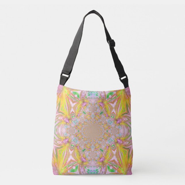 Ajustável Bolsa transversal com textura de cristal amarelo (Frente)