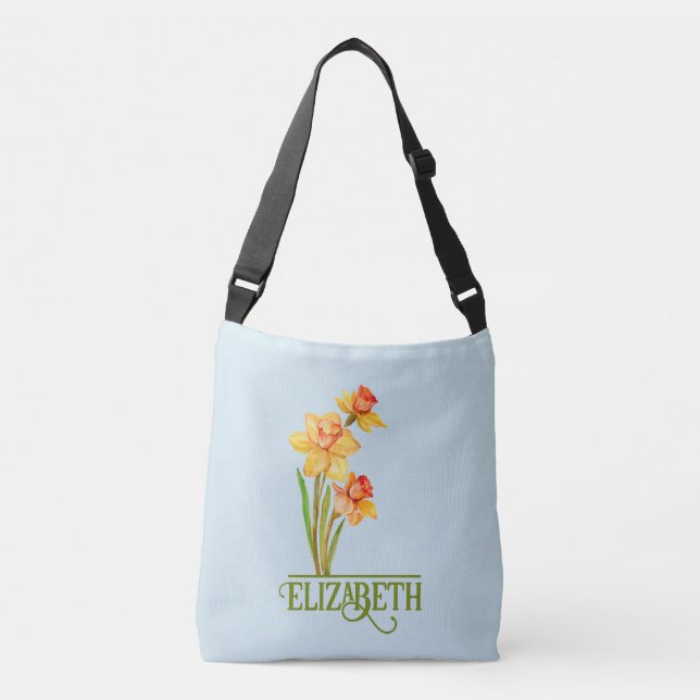 Ajustável Bolsa transversal de aguarela Narciso (Frente)