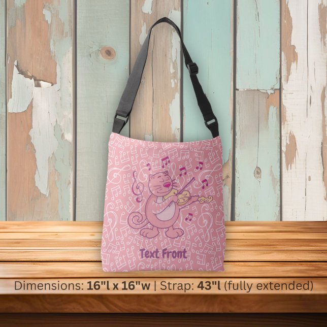 Ajustável Bolsa transversal de gato rosa com violino (Criador carregado)