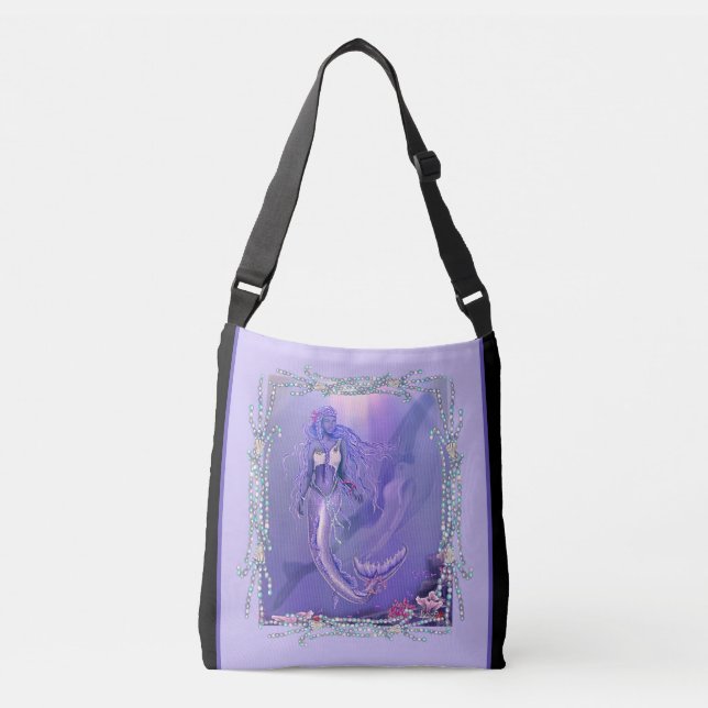 Ajustável Bolsa transversal de sereia Oceano Roxo (Frente)