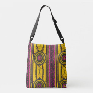 Ajustável Bolsa transversal em amarelo/roxo nativo americano