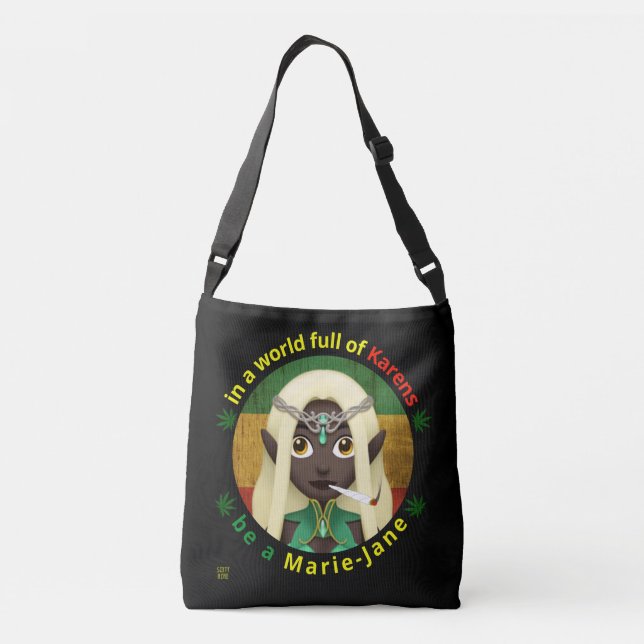 Ajustável bolsa transversal engraçada "SEJA UMA MARIE-JANE" (Verso)