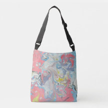 Bolsa transversal marmoreada abstrata em pastel de