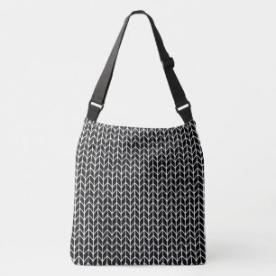 Ajustável Bolsa transversal preta de tricô