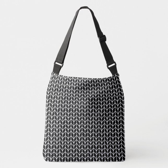 Ajustável Bolsa transversal preta de tricô (Frente)