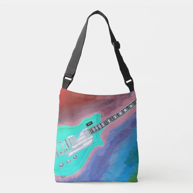 Ajustável Bolsa transversal verde para guitarra (Frente)