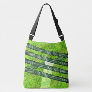 Ajustável Bolsa verde amarelado riscos e traços 'bambu'