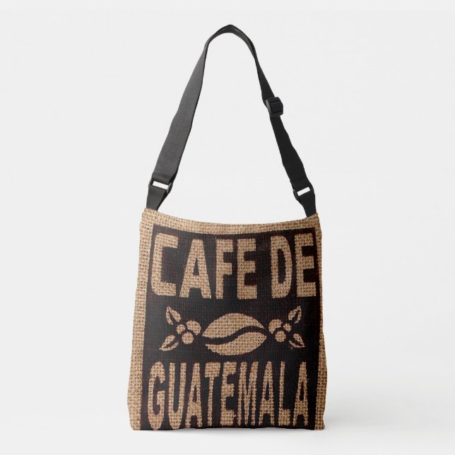 AJUSTÁVEL BURLAP COFFEE BAG PURSE BOLSA FAUX, GUATEMALAN (Frente)