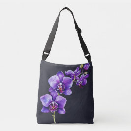 Ajustável Cinza Escuro, Bolsa de Corpo Cruzado com Orquídea 