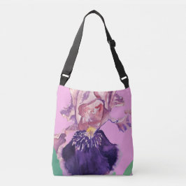 Ajustável Iris Watercolor Purple Floral Bolsa Crossbody Bag