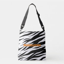 Padrão Zebra Moderno Personalizado Bolsa de Texto 
