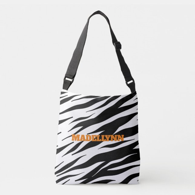 Ajustável Padrão Zebra Moderno Personalizado Bolsa de Texto  (Frente)