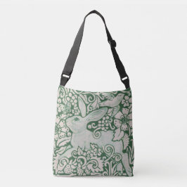 Ajustável Pássaro Floral Bolsa com Coelho Verde e Branco