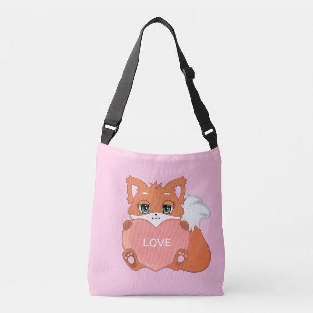 Ajustável Rapariga de raposa bebé com coração em bolsa trans (Frente)