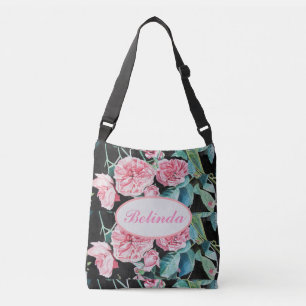 Ajustável Rosas cor-de-rosa rosa Bolsa Rosa floral negro