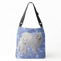 Samoyed por todo o lado no bolsa do impressão -