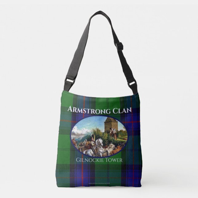 Ajustável Scottish Armstrong Clan Tartan & Castle Bolsa (Frente)