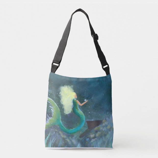 Ajustável Sereia com sua bolsa transversal de pérola (Frente)