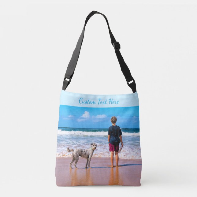 Ajustável Sua bolsa de corpo cruzado com texto personalizado (Verso)