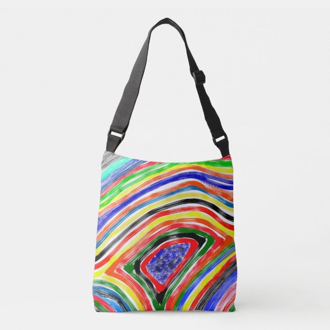Ajustável "Vibrações de Arco-íris" Bolsa Abstrata de Ombro (Frente)