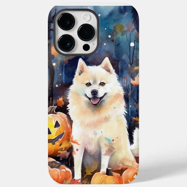 Akita Americano de Halloween com Abóboras Assustad (Verso)