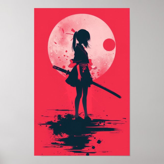 Akure Girl Samurai Cute Wall Art Poster (Frente)