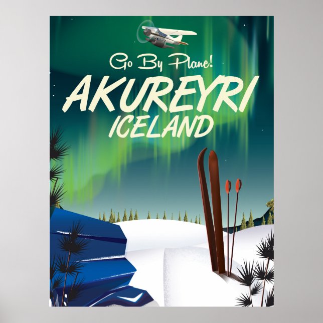Akureyri poster de viagens da Islândia (Frente)