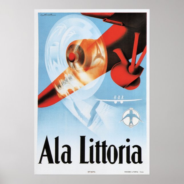 ALA LITTORIA Airlines Vintage Itália Poster de via (Frente)