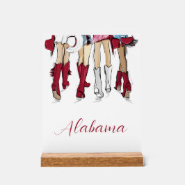 Alabama Damas Fashion Cowboy Boot Red White