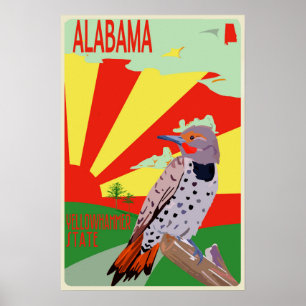 Alabama, estado de Yellowhammer, poster de viagens
