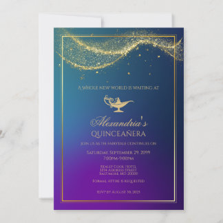 Aladdin Quinceanera Aniversário Convite Lâmpada de