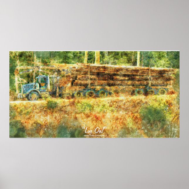 Alaska Highway Logging Truck Transport Art Poster (Frente)