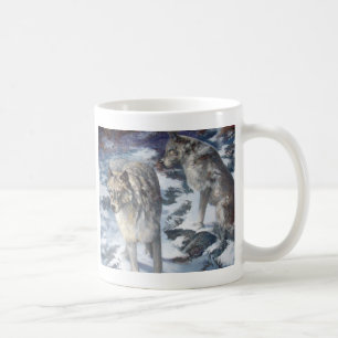 Alaska Wolf Pair durante a caneca de inverno