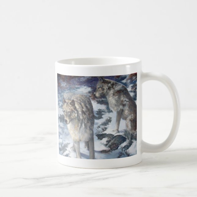 Alaska Wolf Pair durante a caneca de inverno (Direita)