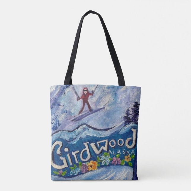 Alaskan Alyeska/Girdwood canvas tote bag (Verso)