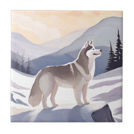 Alaskan Husky | Dog Mountain Watercolor