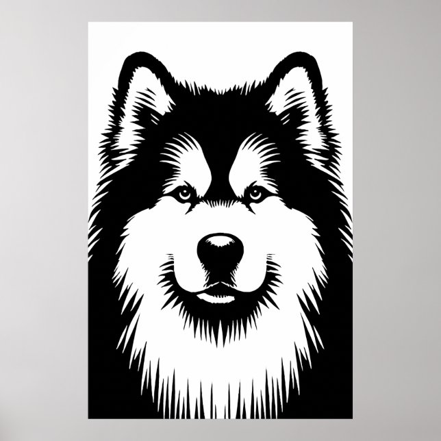 Alaskan Malamute Chic & Stunning Pop Art Poster (Frente)